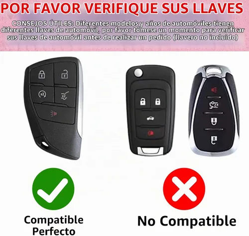 Vista 2 de Funda para llavero con llavero de corazón de diamante compatible con Chevy 2021-2024, Negro, 5 Botones