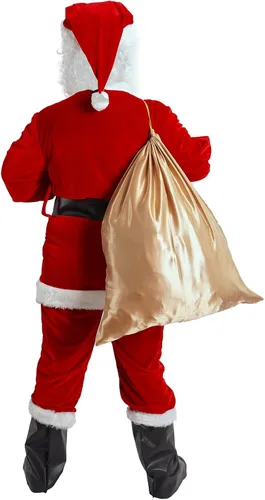 Vista 4 de Disfraz de Papá Noel para hombres, traje de Papá Noel para adultos, 11 piezas, traje de terciopelo rojo de lujo, Navidad, vacaciones, fiesta
