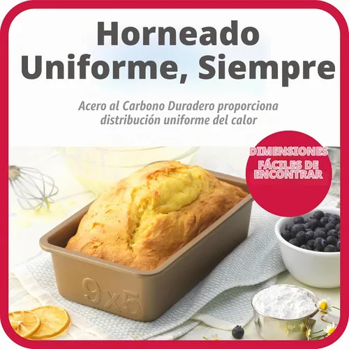 Vista 5 de GoodCook BestBake - Molde para pan de acero al carbono texturizado antiadherente, 9 x 5 pulgadas, bronce