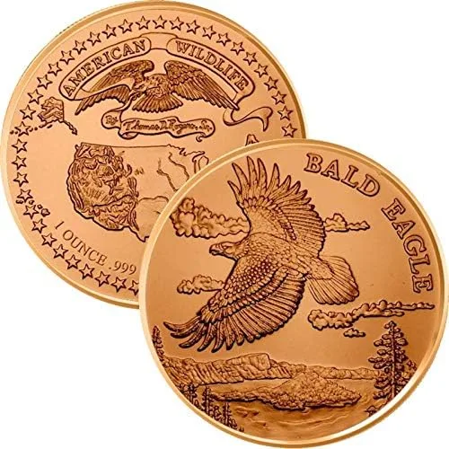 Vista 4 de Jig Pro Shop American Wildlife Series 1 oz .999 Medallón de cobre puro