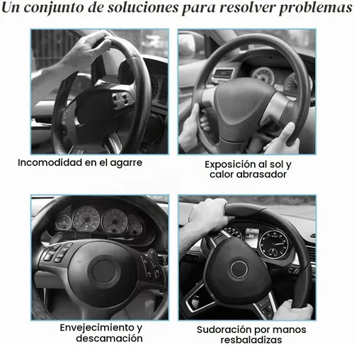 Vista 5 de Mandark Funda para volante de automóvil, de piel de microfibra antideslizante de 15 pulgadas, protector de volante de vehículo, accesorios