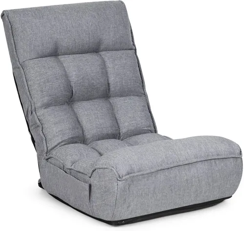 Vista 10 de DORTALA Silla de Piso Plegable para Adultos, Silla Gaming de Espuma con Memoria con Soporte Ajustable para Cabeza y Espalda de 5 Posiciones, Asiento