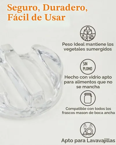 Vista 4 de Elementi Juego de 2 pesas de fermentación de vidrio fáciles de usar, ajuste perfecto para frascos Mason de boca ancha, kit de fermentación de vidrio