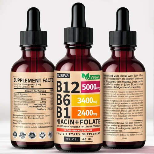 Vista 9 de Paquete de 2 gotas líquidas de vitamina B12 y B6, complejo de vitamina B sublingual B12 - Vitamina B 12 de 5000 mcg - B12 metilcobalamina