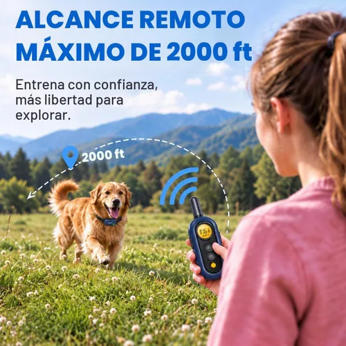 Vista 2 de PATPET Collar de entrenamiento para perros con control remoto, collar de choque impermeable IPX7 de 2000 pies, 4 modos