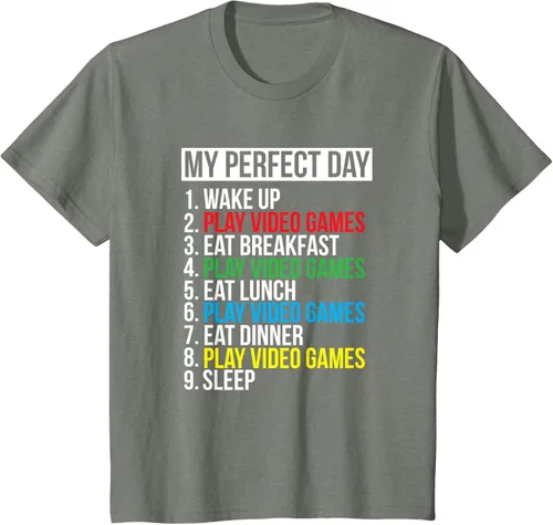 Vista 69 de My Perfect Day" - Camiseta negra de ajuste clásico, cuello redondo, manga corta, poliéster y algodón, Negro