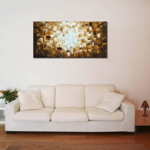 Vista 5 de Pinturas al óleo abstractas texturizadas pintadas a mano sobre lienzo, arte de pared moderno para decoración de sala de estar, dormitorio, oficina
