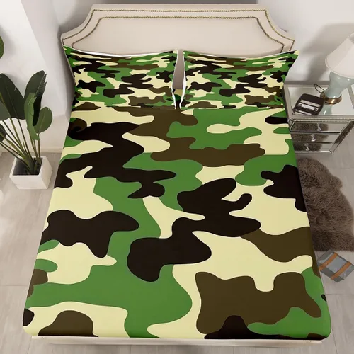Vista 33 de Erosebridal Juego de ropa de cama de camuflaje para niños, sábanas de camuflaje militar, tamaño individual para adolescentes, jóvenes, adultos