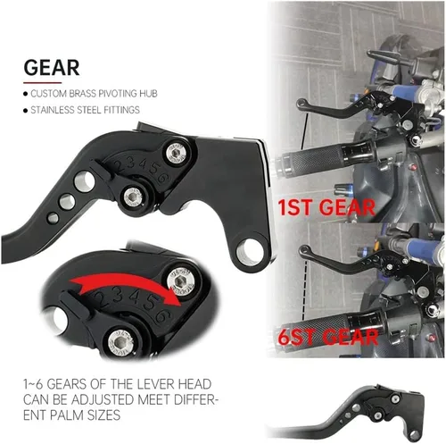 Vista 4 de DOUKI Para Yamaha FZ6 FZ 6 FAZER 2004-2010 Manijas de motocicleta Manillar CNC Aluminio Ajustable Palancas de Embrague de Freno (Color: Negro)