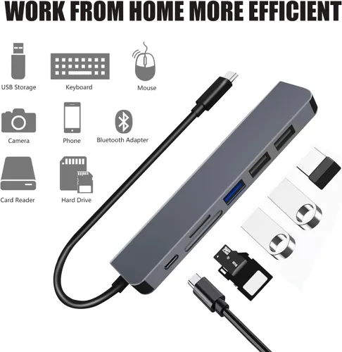 Vista 6 de Adaptador multipuerto USB-C Hub para interruptorinterruptor OLEDMacBookiPad Proportátil