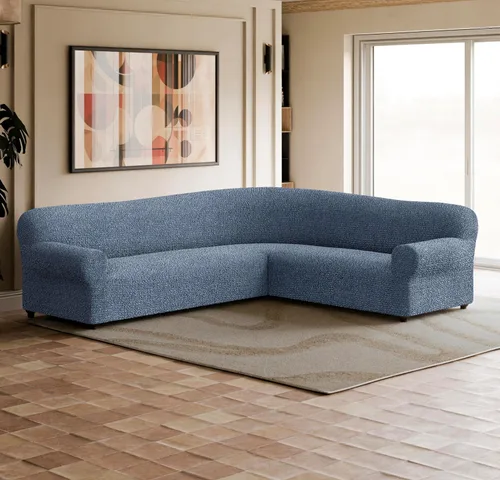 Vista 2 de PAULATO BY GA.I.CO. Funda para muebles, sillón, sofá, desmontable elástica de doble vía - Hecha en Italia - Colección Mille Righe Azul
