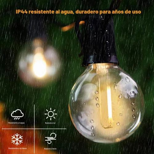 Vista 4 de Luces de cadena de patio al aire libre de 18 pies, cadena de luz comercial