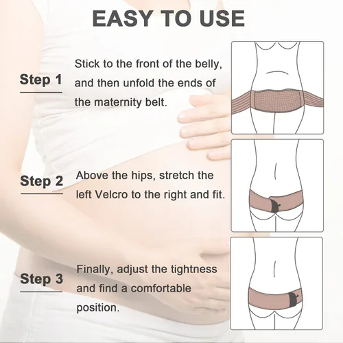 Vista 4 de Cinturón de maternidad para el vientre, cinturón de apoyo para el embarazo, cinturón de apoyo abdominal suave y transpirable, alivia el dolor