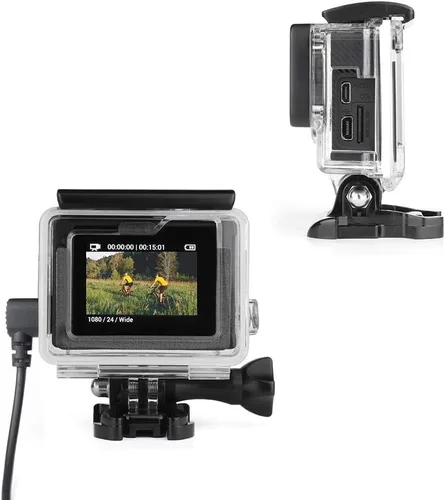 Vista 6 de SOONSUN Carcasa de esqueleto con micrófono externo para GoPro Hero 4/3+/3