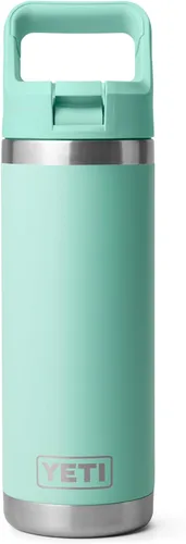 Vista 25 de YETI Rambler Botella de 18 onzas, aislada al vacío, de acero inoxidable con tapa de popote a juego de colores, rojo rescate