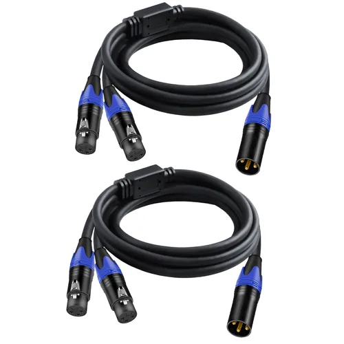 Vista 11 de Cable divisor XLR de 11.8 pulgadas / 1 paquete de 1 cable divisor XLR macho a 2 hembra, cable de micrófono divisor XLR Y de 3 pines macho a doble