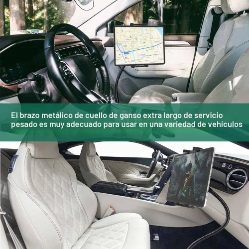 Vista 5 de Soporte para tablet de asiento de automóvil para tablet y teléfono de 4 a 13 pulgadas, resistente soporte de brazo de cuello de cisne de 19.7