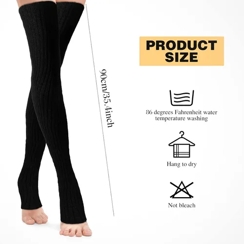 Vista 2 de SATINIOR 3 pares de calcetines de punto grueso de invierno extra largos para mujer, calentadores de pierna alta por encima de la rodilla, calcetines
