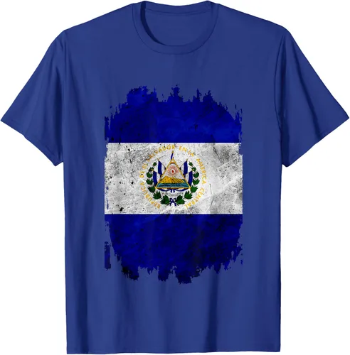 Vista 19 de Camiseta con bandera de El Salvador de El Salvador con diseño de bandera de El Salvador, Negro, S