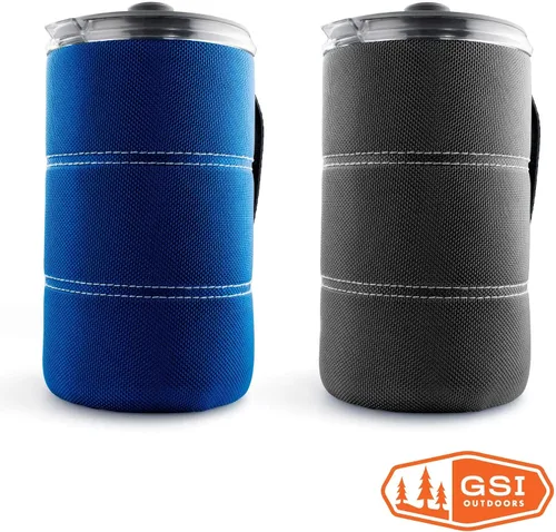 Vista 8 de GSI Outdoors, Cafetera de prensa francesa JavaPress de 30 onzas líquidas para acampar y viajar, color azul