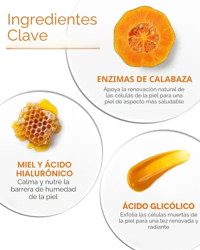 Vista 5 de Máscara de calabaza Andalou Naturals Miel Glicólico, 1.7 onzas Exfoliating Face Mask with Glycolic Acid, Vitamin C for a Radiant Glow, Gentle