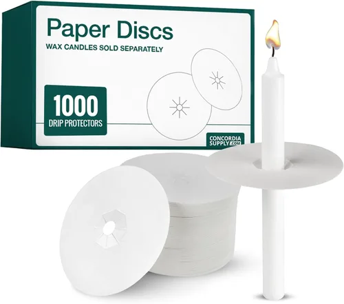 Vista 8 de Concordia Supply Protectores de goteo de velas de disco de papel de 3