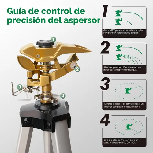 Vista 6 de RESTMO Aspersor de trípode de 48 pulgadas, grandes rociadores de impacto de Plateado