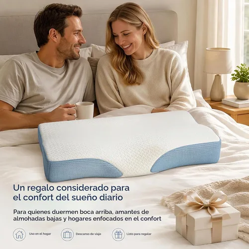 Vista 7 de Neck Pillow for Sleeping, Cervical Neck Pillow, Contour Memory Foam Neck support pillow with dual height 4.7 in and 3.9 in, flip for side sleeper or
