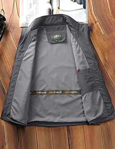 Vista 2 de Yimoon Chaleco utilitario para hombre, chaleco de pesca, safari, con bolsillos