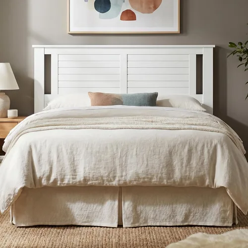 Vista 24 de ComfIQ Serene - Cabecero de panel de madera maciza con puntuación horizontal, tamaño individual, negro, fácil montaje, materiales de calidad