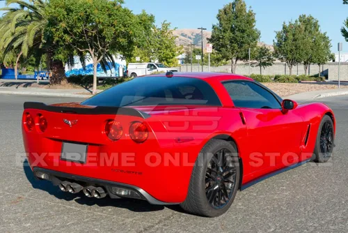 Vista 3 de Repuesto para todos los modelos Chevrolet Corvette C6 2005-2013 ZR1 Alerón de ala de tapa trasera de estilo extendido (plástico ABS, negro mate)