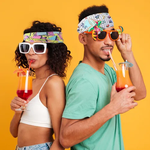 Vista 4 de 4 pañuelos para la cabeza con estampado retro de los años 80, bandana de neón para yoga, deportes, fiestas, accesorios para el cabello para mujeres