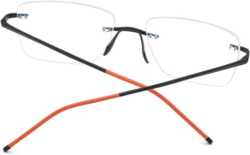 Vista 7 de Marco de lentes de titanio para hombre, lentes cuadrados sin marco de miopía óptica 8557