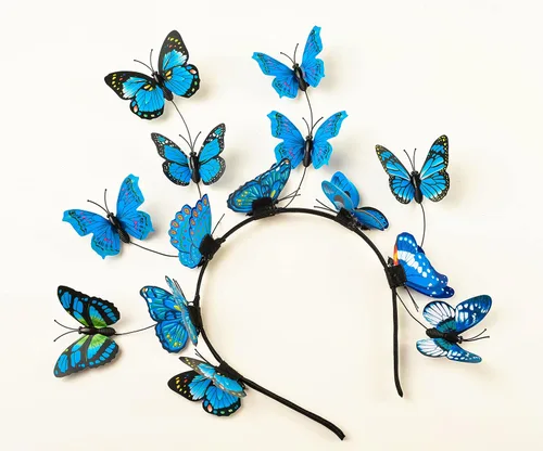Vista 5 de Zivyes - Fascinador de mariposa para mujer - Diadema de fiesta del té, estilo Alicia en el país de las maravillas, sombrero para Kentucky Derby