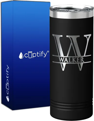 Vista 77 de Vaso personalizado de regalo de cumpleaños para mujeres y hombres, con monograma de escritura dividida, inicial y nombre grabado en negro, taza