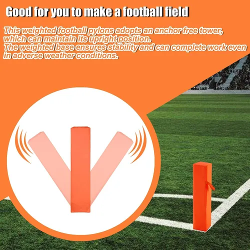 Vista 4 de Pilones de Fútbol Americano Marcadores de Campo de Fútbol Americano Marcadores de Zona de Anotación con Peso de Arena Sin Anclaje Pilones de Zona
