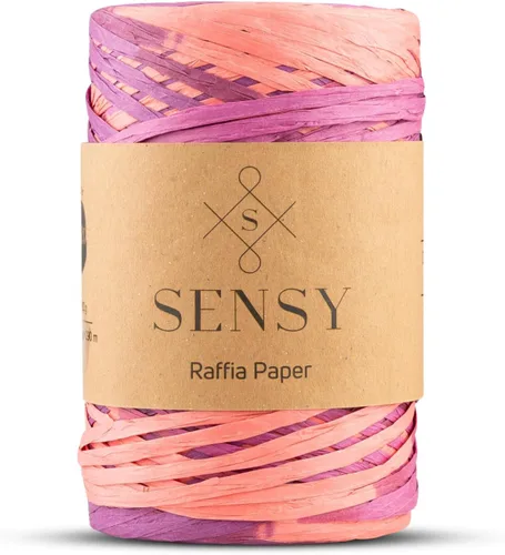 Vista 10 de Sensy Premium - Papel de rafia (438 yardas), cinta de papel (azul)