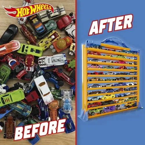 Vista 6 de Hot Wheels Rack N' Track Almacenamiento para 44 coches u otros juguetes - vitrina, caja de exhibición, estuche de coleccionista, caja