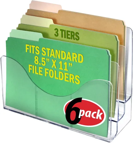 Vista 8 de Azar Displays 250099-3PK Soporte organizador de pared de escritorio de tres niveles para archivos y folletos con divisores, soporte de exhibición