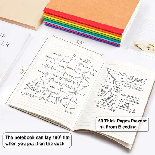 Vista 2 de feela Paquete de 56 cuadernos de composición a granel, con cubierta de papel kraft con rayas universitarias en blanco, diarios de viaje con espinas