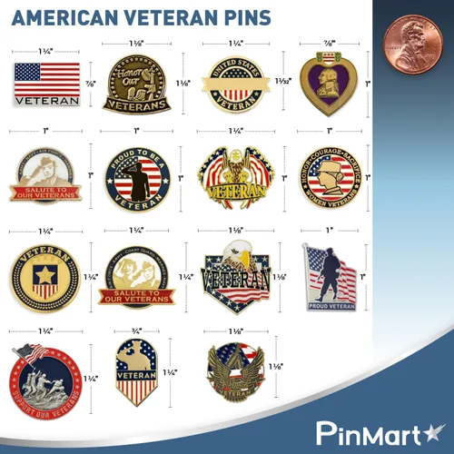 Vista 4 de PinMart Pin de veterano Pin patriótico americano de solapa o sombrero Orgulloso de ser retirado ejército, marina, fuerza aérea o cuerpo de marina