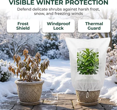 Vista 3 de Plant Frost Protection Covers with Viewing Window, Zipper & Drawstring, Reusable Winter Plant Covers for Outdoor Plants, Shrubs and Small Trees