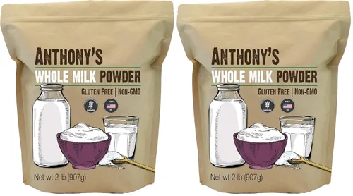 Vista 6 de Anthony's Leche Entera en Polvo, 2 lb, Sin Gluten, Sin OGM, Hecho en EE.UU