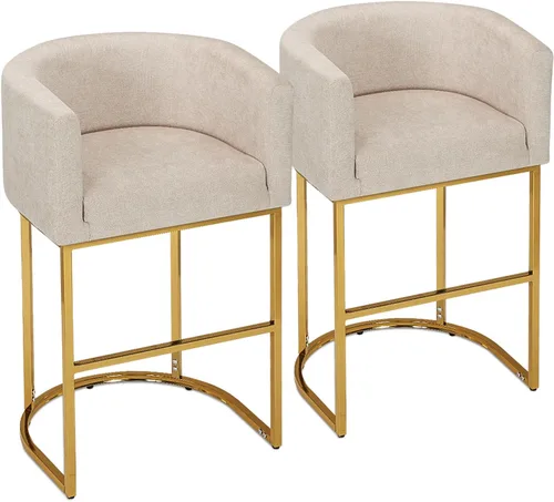 Vista 8 de Athena Collection Juego de 2 taburetes de bar tapizados de cuero de 23.5 pulgadas con respaldo y patas de metal, sillas de bar modernas para isla