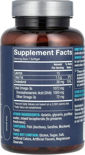 Vista 2 de Ácidos grasos para el cerebro y el apoyo ocular - 1,000 mg, ácidos grasos, 60 cápsulas blandas Y
