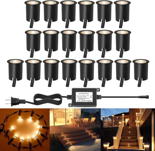 Vista 37 de Kits de luces LED empotrables para cubierta con carcasa protectora, iluminación LED de paisaje al aire libre IP67 impermeable, CC 12 V de bajo Azul