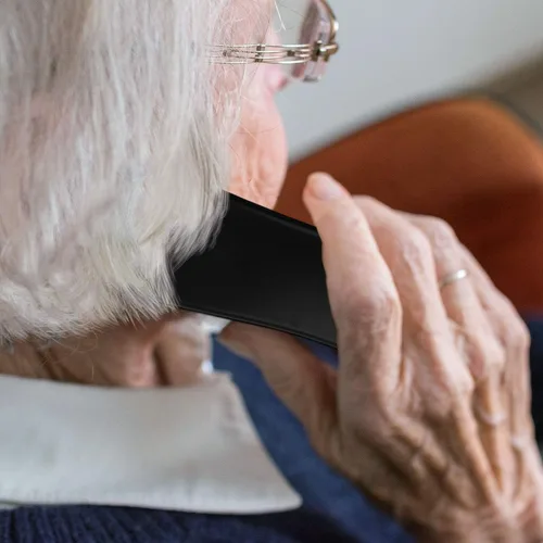 Vista 6 de Teléfono de botón grande negro para pared o escritorio con altavoz y memoria