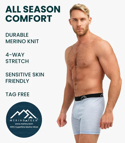 Vista 3 de Ropa interior 100% lana merino para hombre - Paquete de 1-2 calzoncillos 1 Pack - 190 Arctic