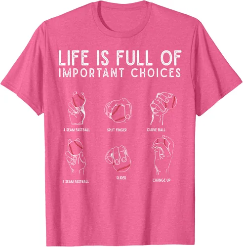 Vista 42 de Tipos de béisbol Pitches Life Choices Jugador Camiseta