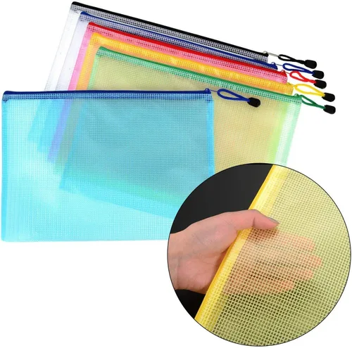 Vista 3 de Carpetas de plástico con cremallera para bolígrafos, bolsas con bolsillos, 12 piezas, multicolor (A3)